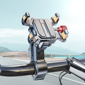 Double Locking Phone Thickness Adjust Shock Absorption Durable Stable Metal Motorcycle Bike Ebike Phone Holder