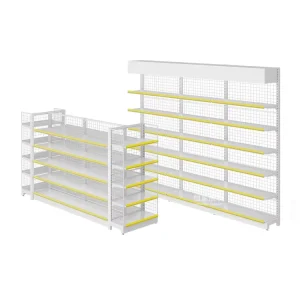 Double Side Gondolas Shelving Supermarket Racks for Store Wire Mesh Shelf for Shop Grid Backboard Store Shelf