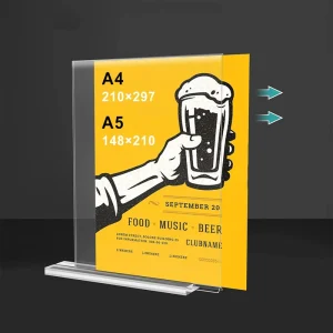 Double Sided Acrylic Menu Holder A4 A5 Clear Table Top Sign Stand for Restaurant Food Display Heavy Duty Desk Literature Rack