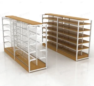 Double Sided Gondola Shelving Rack for Supermarkets Convenience Stores with Powder Coated Finish Light Duty Stable Structure