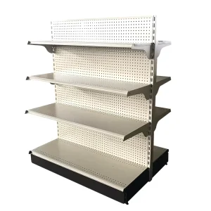 Double Sided Lozier Madix Compatible Gondola Shelving Rack American Style Supermarket Storage & Display Shelves Metallic