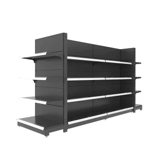 Double-Sided Metallic Light Duty Supermarket Shelves for Shopping Malls and Small Department Stores Display Racks
