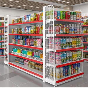 Double Sided Single Sided Supermarket Metal Racks Freestanding Light Duty Display Shelving For Convenience Store Retailers