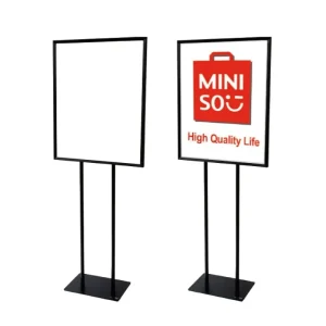 Double Sided Slide Metal Pedestal Sign Holder Premium for Lightweight Modern Poster Stand Easy Assembly Store Display Stand