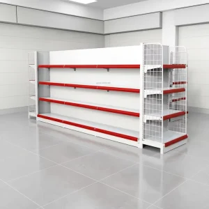 Double Sided Steel Wood Gondola Supermarket Shelving Jewelry Display Light Duty Retail Rack Eco Friendly Quick Installation Safe