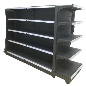 Double Sided Supermarket Shelf Gondola Shelving Grocery Store Display Racks Made Metallic General Store Use