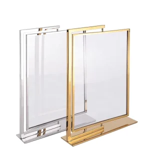 Double Sided Table Billboard Clear Plastic Price Tag Label Sign Holder Acrylic Sign Holders With Gold Border