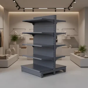 Double sided Metal Supermarket Shelves Goods Display Rack Storage for Convenience Store