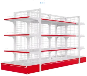 Double sided Wire Back Supermarket Gondola Shelving Unit Adjustable Metal Retail Display Rack for Grocery Store