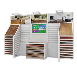 Durable Metal Display Rack with Wooden Floor for Exhibition Showroom Store Use