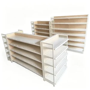 Durable Metal Double-side Display Rack For Supermarket High Weight Capacity Retail Shelf Powder Coated Display Stand