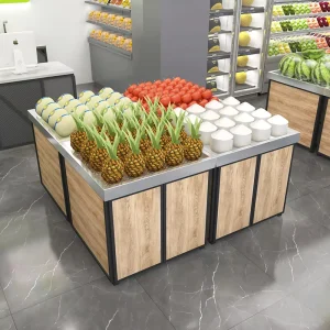 Durable Metal Wooden Steel Supermarket Shelves Fruit and Vegetable Display Rack Stand for Shopping Store Grocery Store