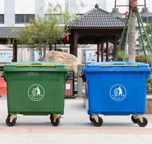 Durable Outdoor HDPE Plastic Dustbin Waste Bins 660 Liter From China