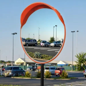 Durable PC Made Outdoor Anti-Theft Wide-Angle 180 Round Convex Lens Reflective Road Corner Convex Mirror Red 75cm
