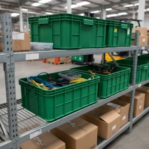 Durable Stackable Nestable Solid Box Plastic Storage Boxes Thick Wall Open Design Eco-Friendly Recyclable for Abrasive