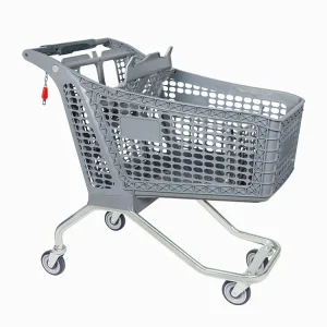 Durable Unfolding Plastic Supermarket Cart 4 Wheel Shopping Trolley Supermarket Trolley