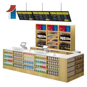 Durable Wood Freestanding Display Rack Checkout Counters 600x900mm Shelves for Supermarkets