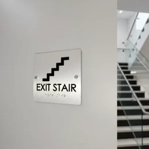 EXIT STAIRS Mall Shop Office Workplace ADA Sign Aluminum Tactile Braille Signs with IP68 Waterproof Performance Customizable Sizes