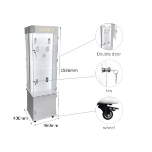 Earing Store Fixtures Luxury Lighted Floor Custom Revolving 2 Sided Display 360 Rotating Jewelry Display Stands