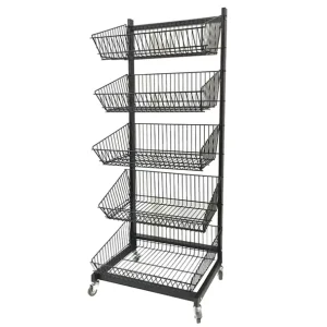 Eco-Friendly Metal Wire Basket Display Rack Sustainable Storefront Solution