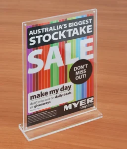 Eco Friendly Portable Modern Acrylic Stand Up Table Sign Stands 3mm Thickness Menu Holder Flyer Display