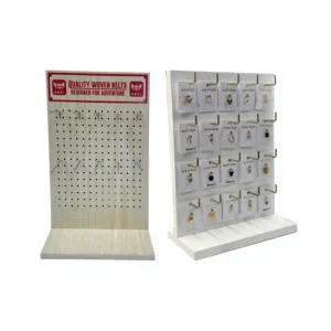 Eco-Friendly Recyclable 4-Shelf Key Chain Jewelry Display Stand for Supermarket Counter Wooden Rack