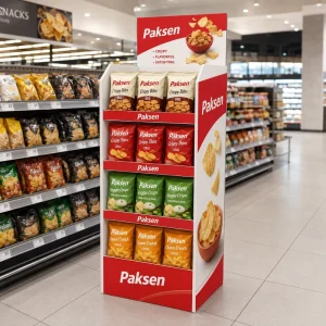 Eco Recyclable Multi Shelf Cardboard Display Stand for Crispy Snack Convenience Store Promotion Rack