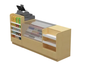 Elegant Wooden Corner Design Checkout Counter Simple Modern Style for Convenience Store Supermarket Mother Baby Store Small Bar
