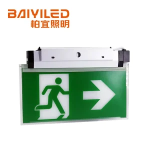 Emergency Light Exit Sign Home LED 1.5 Hours Battery Aluminium Glass
