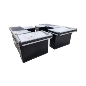 Enhanced Steel Cash Counter with Belt Checkout for Grocery Stores Supermarket Equipment Powder Coated