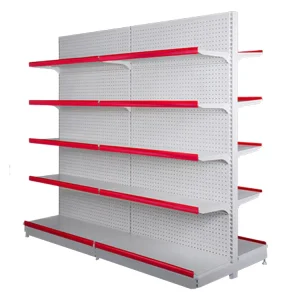 Estantes Double-Sided Steel Metal Display Rack Modern Supermarket Stacking Racks Shelves Grocery Store Gondola