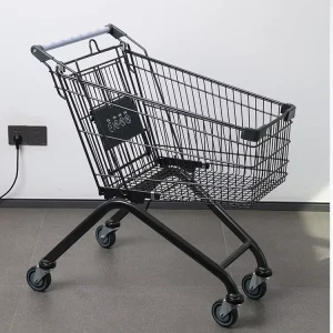 European Style Black Metal Retail Store Supermarket Shopping Trolleys Carts