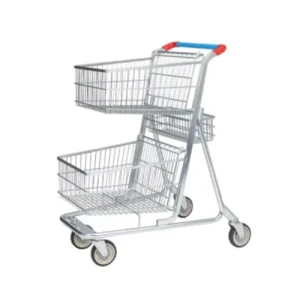 European Style Double Basket Shopping Trolley Supermarket Shopping Cart