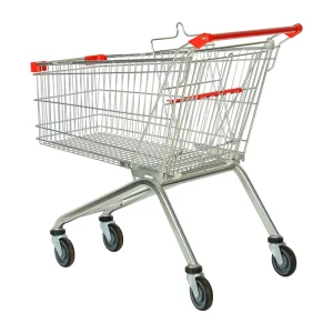 European Style Mesh 5-Wheel Lightweight Corrosion Protection Supermarket Shopping Trolley with Unfolding Feature for Markets