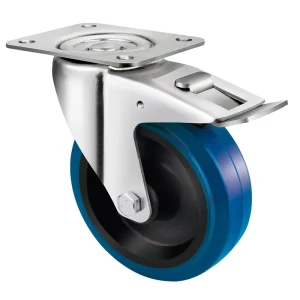 Excellent Price Supermarket Equipment Use 3″ 4″ 5″ 6″ 8″ Blue Elastic Rubber Swivel With Brake Transport Caster