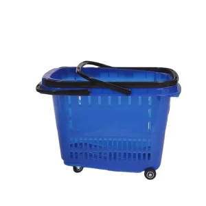FD Direct Sale Blue Plastic 4 Wheels Rolling Supermarket Shopping Baskets Model TLB 5 2