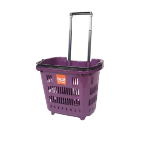 FD TL-3A 4 Wheels Rolling Plastic Grocery Shopping Baskets for Supermarket