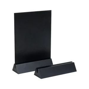 FSC Wooden Chalkboard Small Mini Board for Writing on Table Decoration Place Cards for Price Tags, Table Stand with Wooden Base