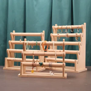 FY 42 Wooden Jewelry Bracelet Display Stand Bangle Scrunchie Organizer Holder for Store