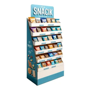 Factory Cardboard Potato Chips Snacks Shop Display Stand Candy Store Merchandise Stand Shop Floor Retail Display Rack