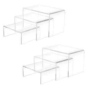 Factory Clear Acrylic Display Risers Set 3 Showcase Shelf for Figures Buffets Cupcakes Jewelry Display Stands