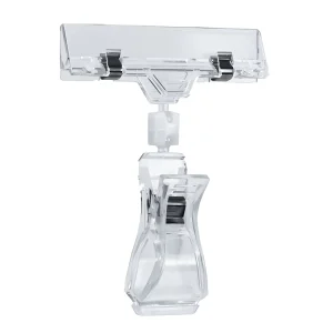 Factory Clear Plastic Rotatable POP Clips-on Style Merchandise Sign Display Price Tag Holder