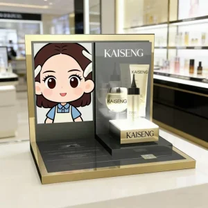 Factory Custom Cosmetic Retail Beauty Cream Makeup Counter Smart Function Lipstick Display with LCD Screen Acrylic Display