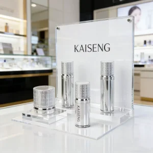 Factory Custom Countertop Skin Care Makeup Holder Acrylic Luxury Brand Counter Lighted Cosmetic Stand Display with Screen