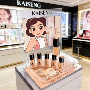 Factory Custom Countertop Skin Care Makeup Holder Acrylic Luxury Brand Counter Lighted Cosmetic Stand Display with Screen