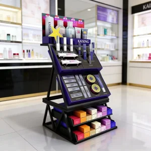 Factory Custom Modern Acrylic Beauty Display Showcase for Cosmetics Shops Retail Makeup Stand Counter Design