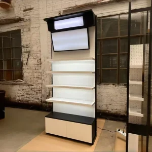 Factory Custom Powder Coated Metal Retail Gondola Shelving Cosmetic Display Rack System