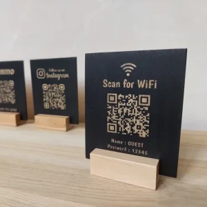 Factory Custom Wedding Party Events Decoration Wood Table Numbers Display Sign Holders Wooden QR Code Menu Sign for Retail Shop