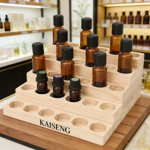 Factory Custom Wooden Oil Display Rack Wooden Essential Oil Paint Organizer Wooden Display Storage Rack