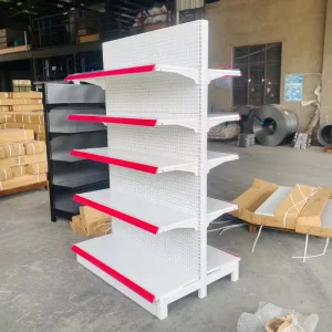 Factory Customized Metal Pegboard Supermarket Shelves Display Store Shelves Shop Display Stand Equipment Gondola Shelving